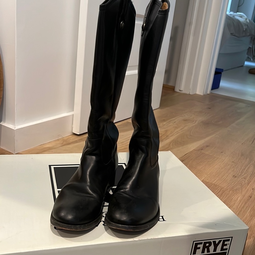 Frye Melissa button black tall boots size 9
